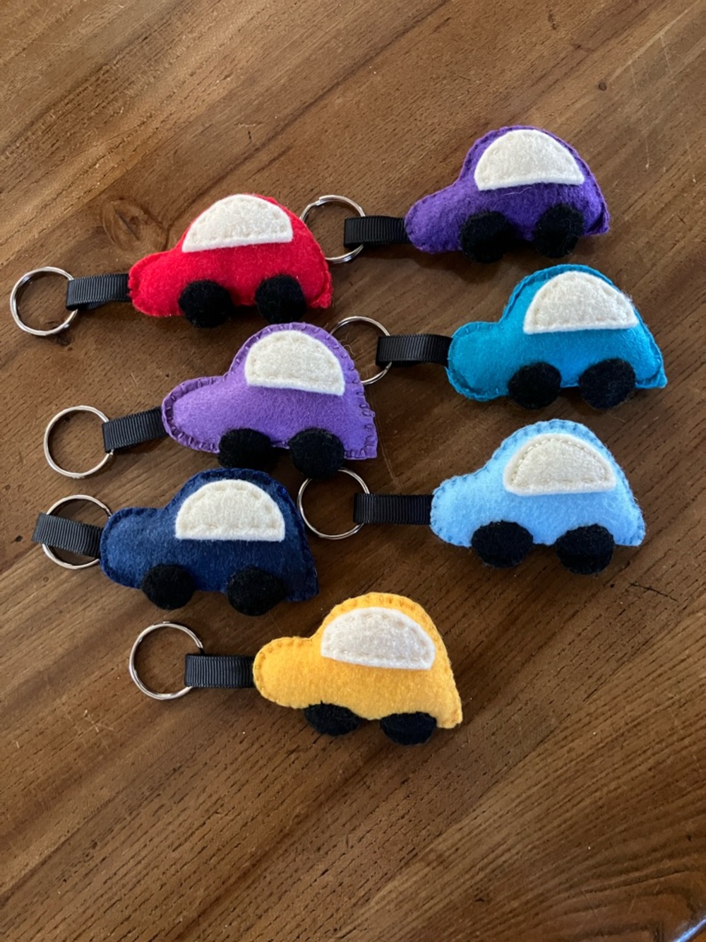 Keychains x7, felt, handstitched in US